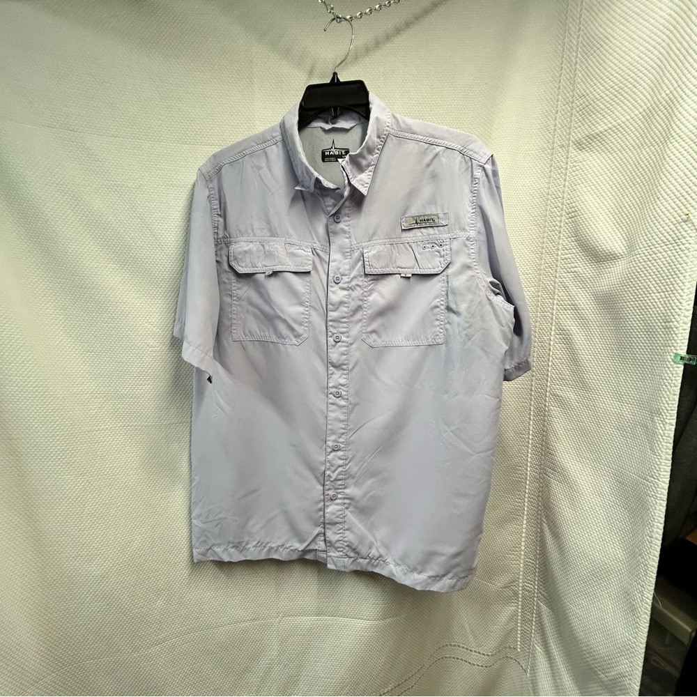 Columbia Men's Casual Button‎ Down Shirt -Purple/Blue Fade Dye Large 40+ Solor